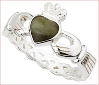 Sterling Silver Connemara Marble Irish Claddagh Ring (2)