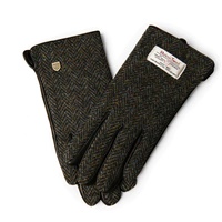 Snow Paw Herringbone Ladies Gloves, Black/Grey