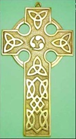 Brass Celtic Wall Cross Flat Trinity, Medium