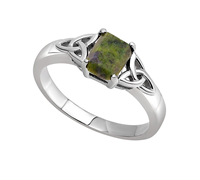 Sterling Silver Connemara Marble Trinity Ring
