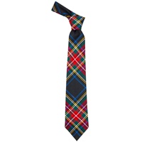 Stewart Black Tartan Wool Necktie