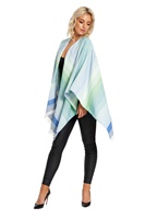 Jimmy Hourihan Fringed Shawl in Summer Tones, Green/Blue