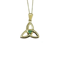 14K Yellow Gold and Emerald Trinity Knot Pendant