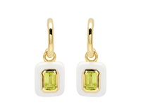 14kt Gold Vermeil Peridot/White Enamel Drop Earrings