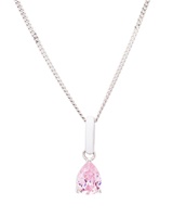 Sterling Silver Pink CZ with White Enamel Necklace