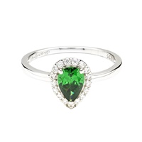 Sterling Silver Emerald CZ Halo Ring
