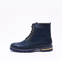 Islander Harris Tweed Mens Huntsman Boots, Navy