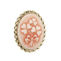 Gold Plated Shamrock Cameo Style Brooch