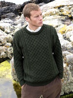 Aran Crafts Kildare Merino Wool Unisex Sweater, Army Green