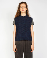 Ballybricken Trellis Cropped Vest, Navy