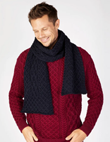 100% Merino Wool Aran Scarf, Navy