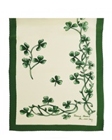 Patrick Francis Ireland Shamrock Sprig Silk Scarf, Cream/ Green