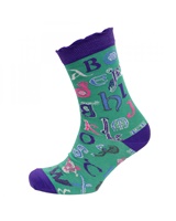 Book Of Kells Celtic Alphabet Ladies Sock, Green/ Pink