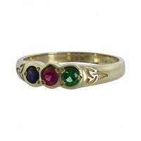 14K Gold 3 Stone Family Colors Ring