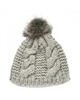 Patrick Francis Wool Fur Bobble Hat, Oatmeal