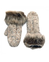 Patrick Francis Fur Speckled Wool Mittens, Oatmeal