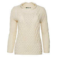 Spindle Aran Cable Neck Sweater, Natural (4)