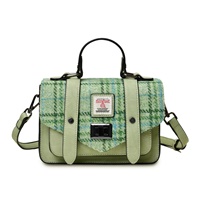 Islander Harris Tweed Mini Satchel Bag, Mint Tartan