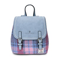 Harris Tweed Mini Juru Backpack, Pink and Blue Tartan