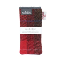 Highland Range Harris Tweed Regular Glasses Case, Red Plaid