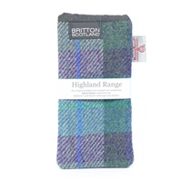 Highland Range Harris Tweed Regular Glasses Case, Blue Green Plaid