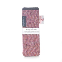 Landscape Harris Tweed Slim Glasses Case, Sea Pink