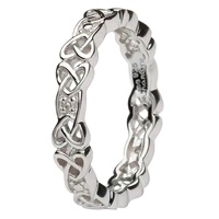 Ladies Silver Celtic Knot Stone Set Ring