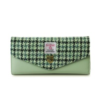 Harris Tweed Islander Large Clasp Purse, Mint Dogtooth