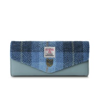 Harris Tweed Islander Large Clasp Purse, Blue Tartan