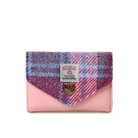 Islander Harris Tweed Tartan Small Clasp Purse, Pink/Blue