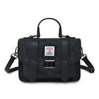 Islander Mini Satchel with HARRIS TWEED - Black Herringbone