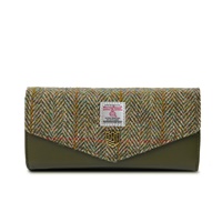 Islander Large Clasp Purse with HARRIS TWEED - Chestnut Herringbone