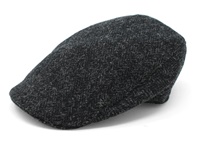 Hanna Hats Harris Tweed Touring Cap: Blackish Herringbone