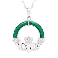 Sterling Silver Claddagh with Malachite Pendant