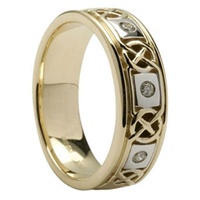 14K Yellow Gold Diamond Celtic Knotwork Wedding Ri