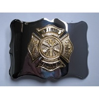 GM Belt Chrome and Gilt Finish Fire Department Buckle (2)