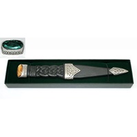 GM Belt Chrome Finish Sgian Dubh Dress with Emerald Stone Top (2)