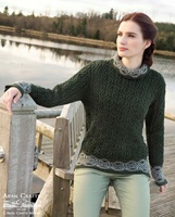 Aran Crafts Ranelagh Celtic Knot Jacquard Irish Sweater, Green (2)