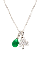 Sterling Silver and Green Agate Crystal Shamrock Necklace