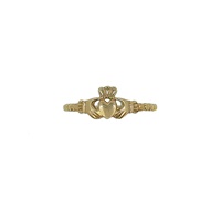 14K Gold Beaded Shank Petite Claddagh Ring