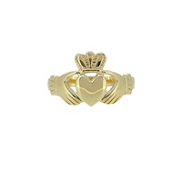 Irish Claddagh Ring Mens 14K Yellow Gold