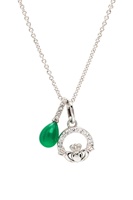 Sterling Silver Crystal Claddagh with Agate Pendant (2)