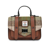 Islander Mini Satchel Bag with HARRIS TWEED - Chestnut Tartan