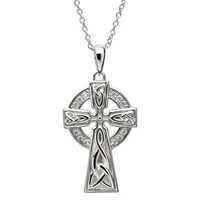 Sterling Silver Large Pave Set CZ Celtic Cross