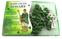Nickle and Ceramic Green Shamrock Rosary Beads