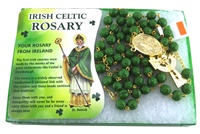 Gilt 7mm Shamrock Green Bead St Patrick Rosary