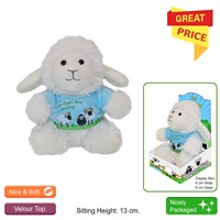 Small Soft Sheep Wearing A Scenic T-Shirt In Shelf Box