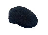 Hanna Childrens Tweed Cap, Black & Charcoal Herringbone