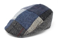 Hanna Hats Donegal Touring Patchwork Cap Grey/Blue Tweed
