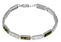 Celtic Link Sterling Silver and Connemara Marble Bracelet
